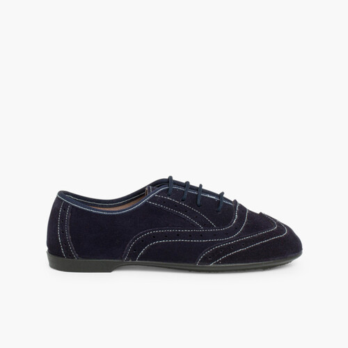Girls Brogue Shoes Navy Blue
