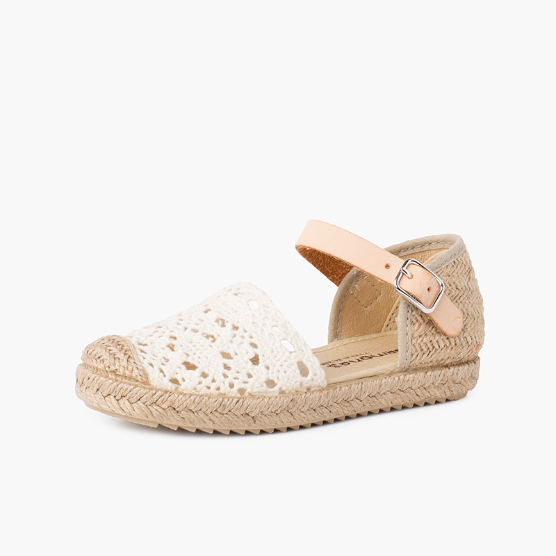 Girls macramé espadrille sandal with buckle Off-White