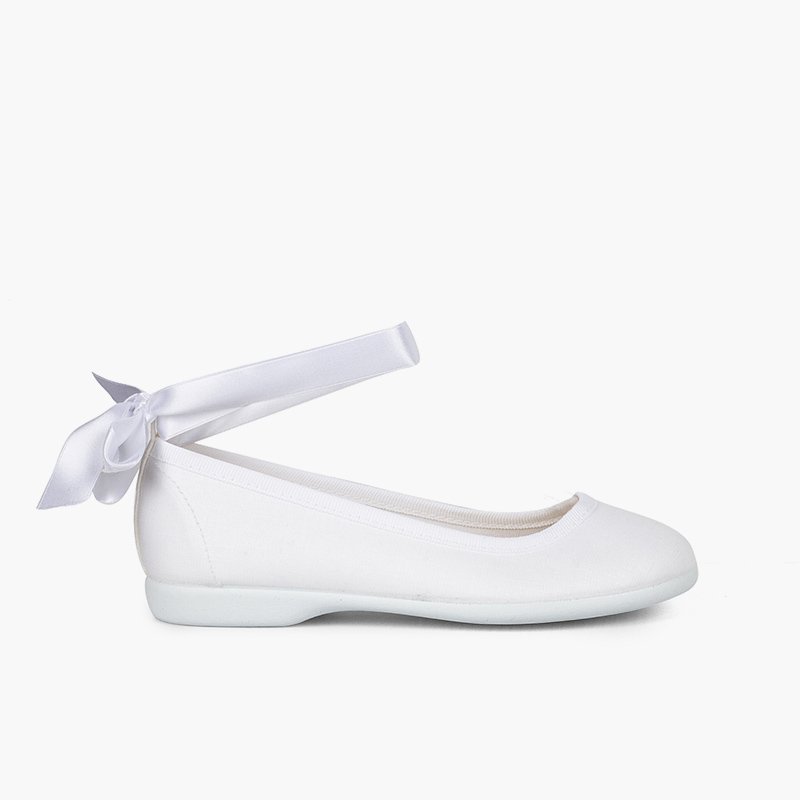 Crystal ballet flats with bracelet and satin ribbons White
