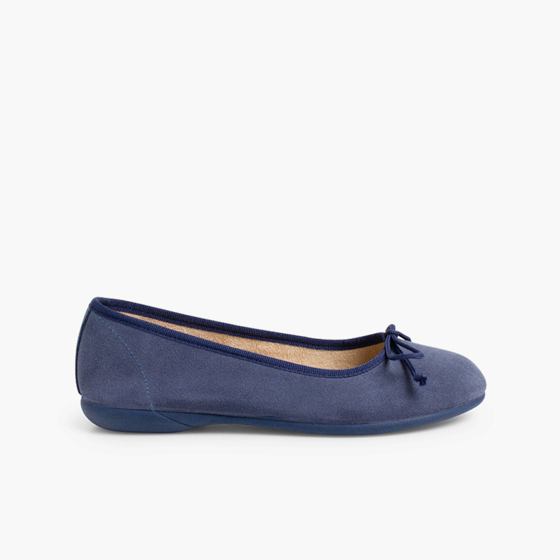 Suede Ballerina Pumps  Blue