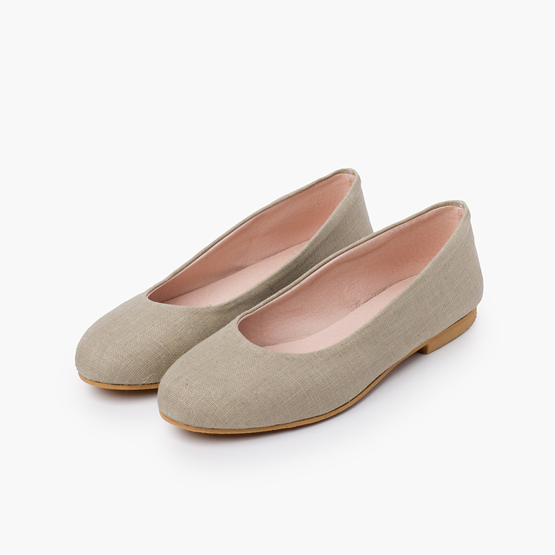 Party Linen Ballet Flats for Girls and Women Light Brown
