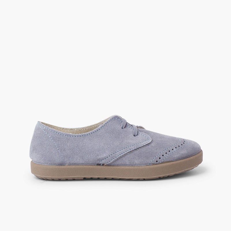 Suede Toe Cap Brogue Bluchers Blue