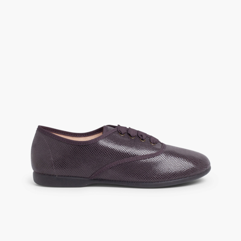 Girl´s and women´s snakeskin-type bluchers Grey