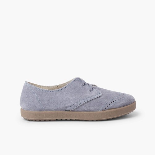 Suede Toe Cap Brogue Bluchers Blue