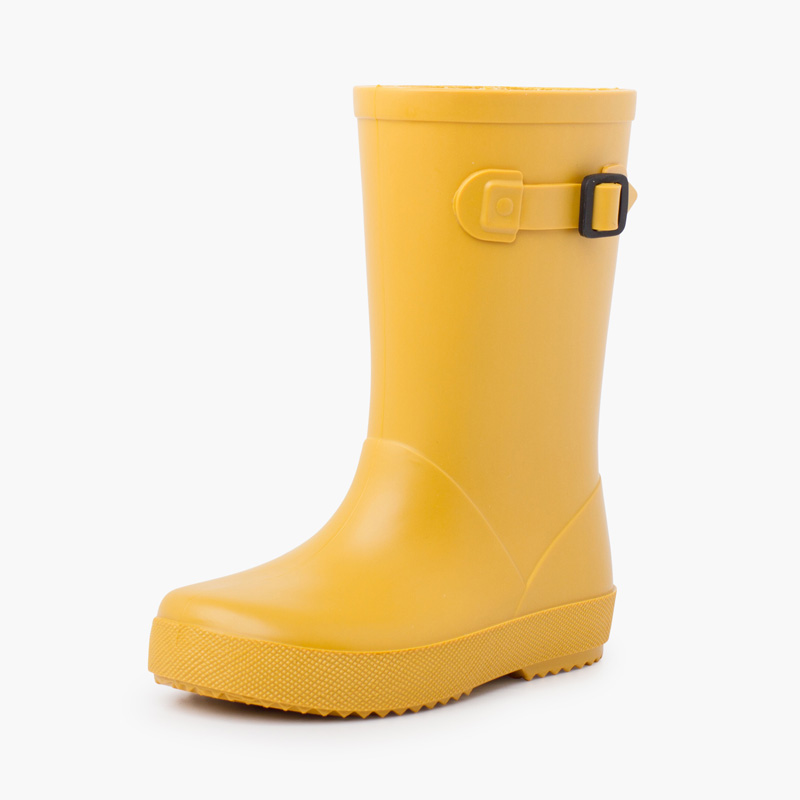  Pastel buckle rain boots Yellow