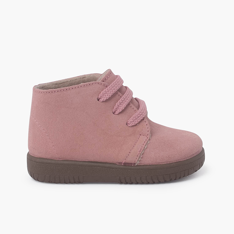 Kids Suede Boots with Coloured Laces and Stitchings