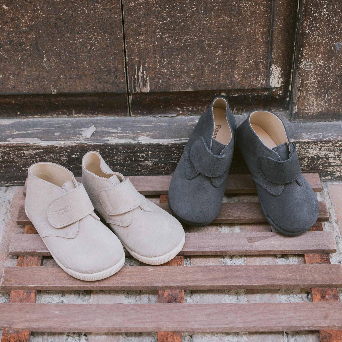 Barefoot suede boots hook-and-loop closure Sand