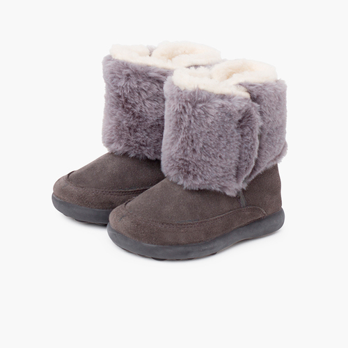  Soft fur boot with double adherent closure Grey