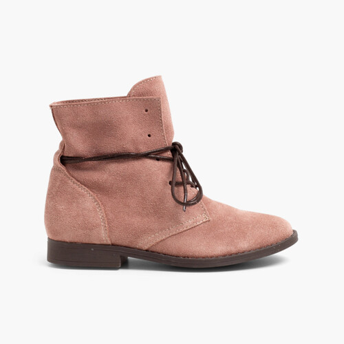 Boots Split Leather Waxed Laces Dusty Pink