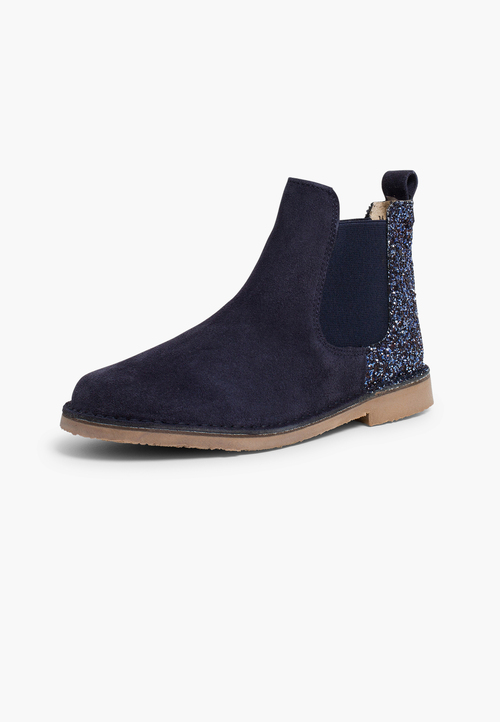 Girls Chelsea Boots with Glitter Navy Blue