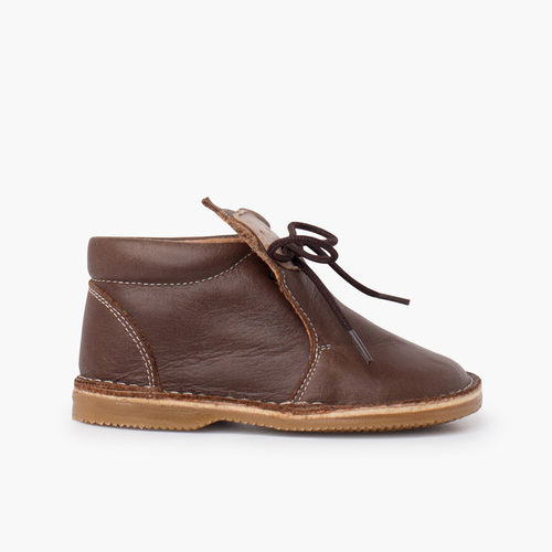 Leather boot laces monkey face Brown