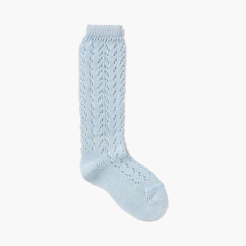 Perlé Openwork Knee-High Socks Baby Blue
