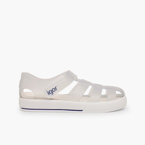 Jelly shoes with loop fasteners strap Star White