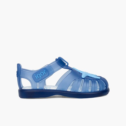 Jelly shoes with loop fasteners and a starfish Navy Blue