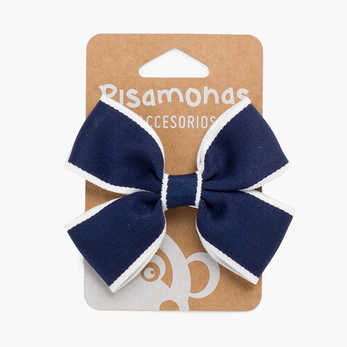  White edge loop clip Navy Blue
