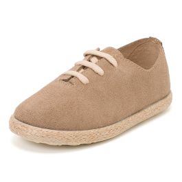 Kids Lace Up Suede and Jute Trainers