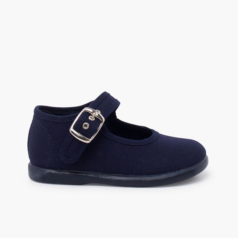 Girls Buckle Up Canvas Mary Janes