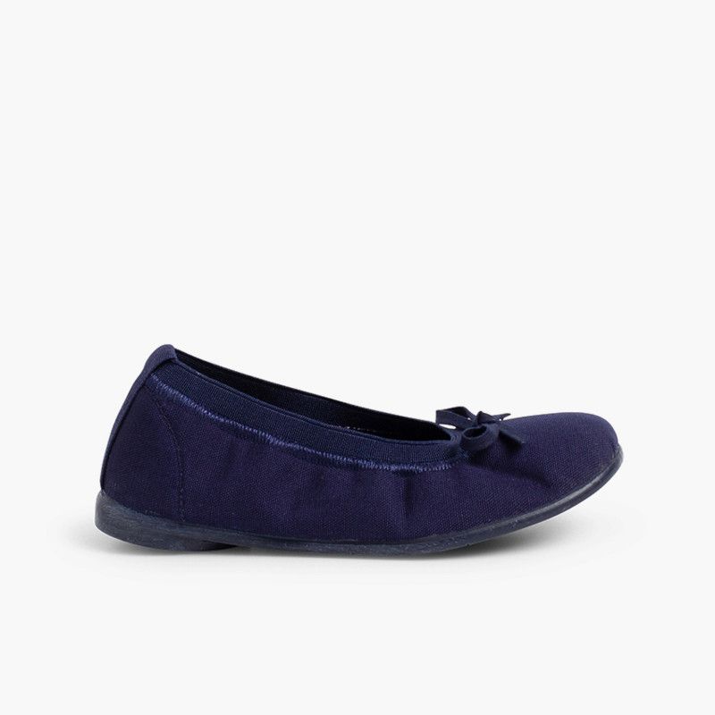 Canvas Ballet Flats with Ribbon