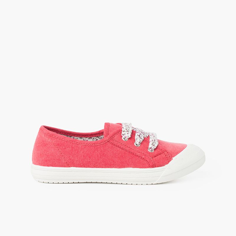 Lace-Up Rubber Toe Cap Canvas Trainers