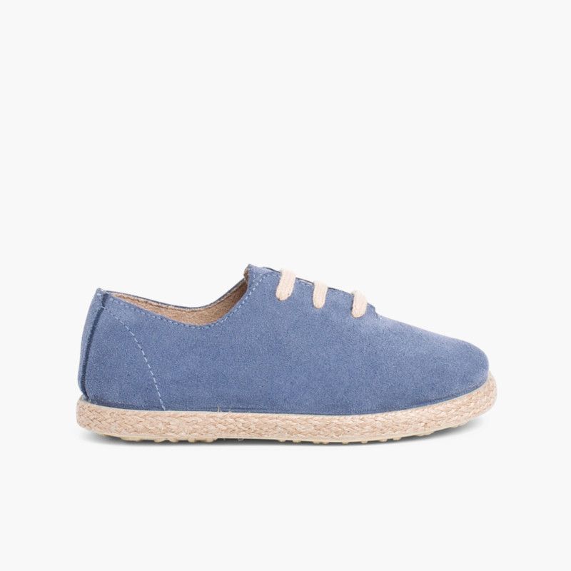 Kids Lace-Up Suede and Jute Trainers
