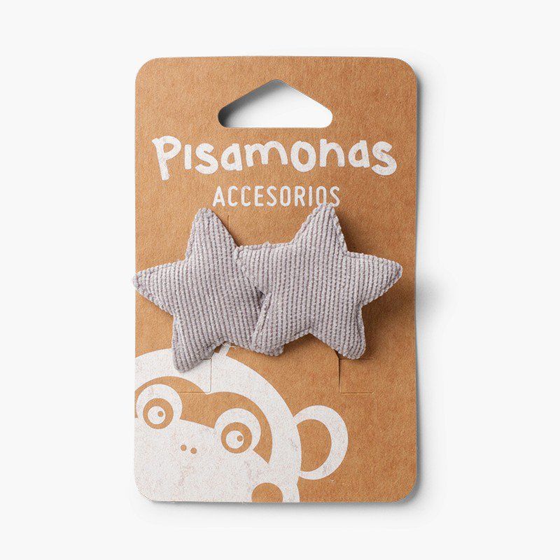 Corduroy two-star hair clip 