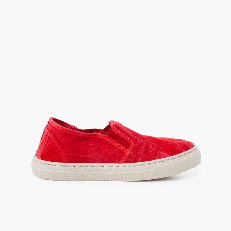  Washed Canvas Side Elastic Trainers