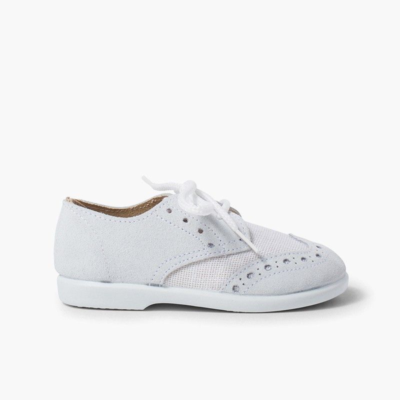 Linen and chopped suede Blucher for boys