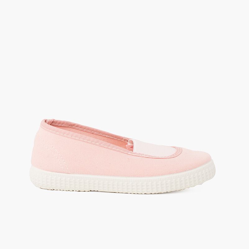 Elastic eco canvas flats and sneaker-type sole