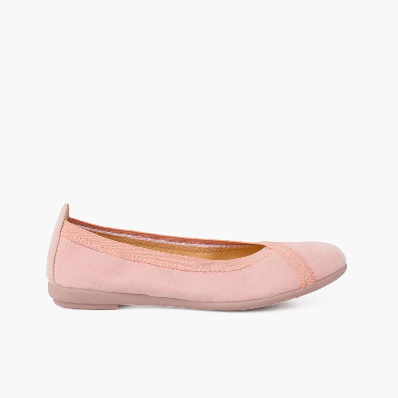 Backstitch Ballet Flats with Crossed Elastic