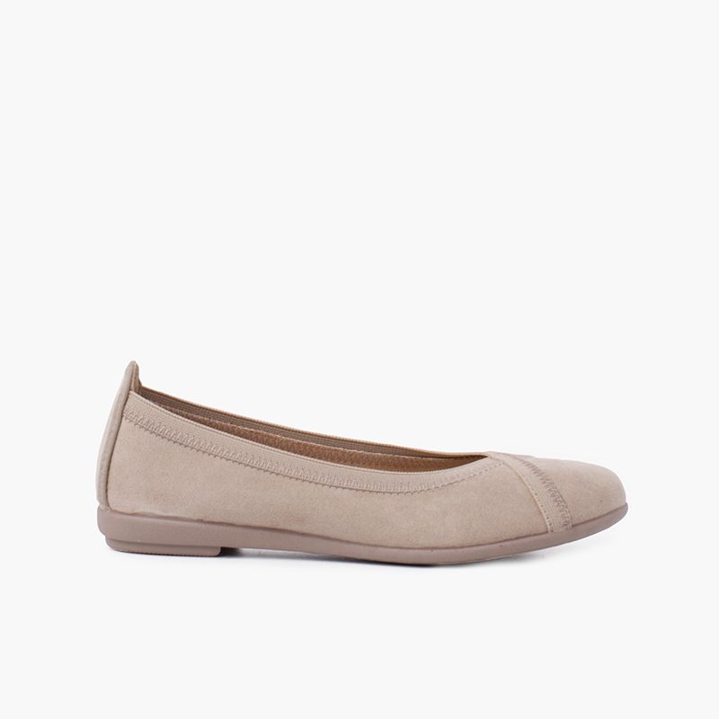 Backstitch Ballet Flats with Crossed Elastic