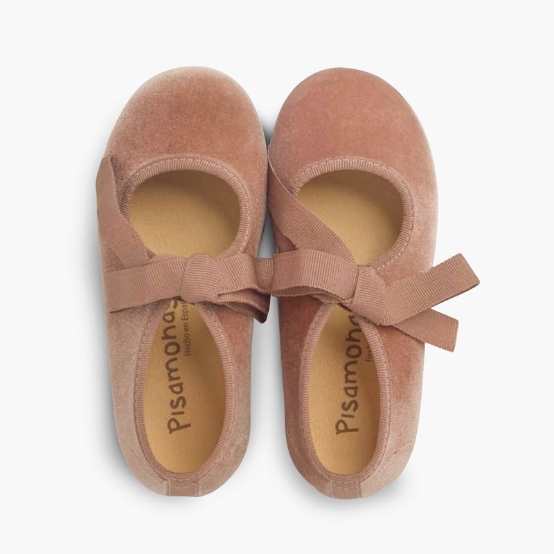 Girls velvet mary jane with faille bow