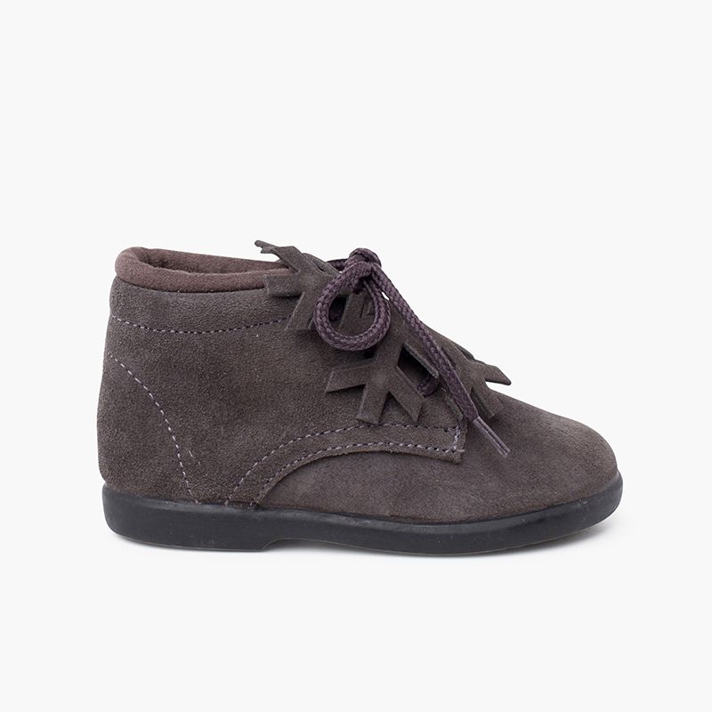 Suede lace-up boots with snowflake ornament