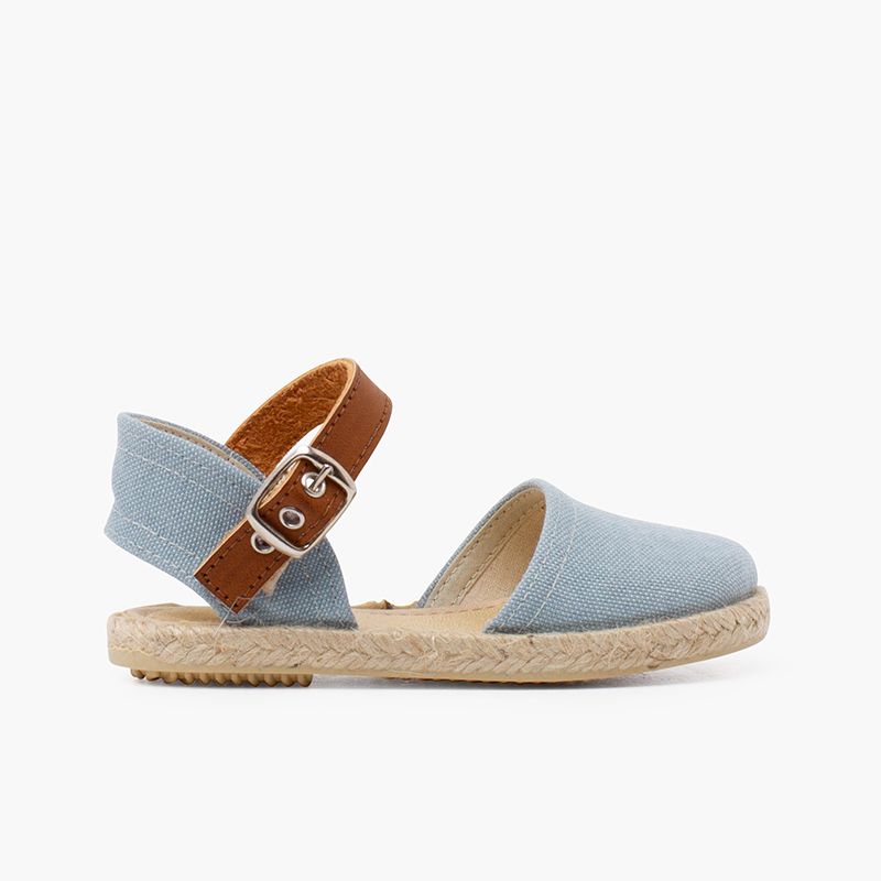 Recycled canvas espadrilles with leather type strip