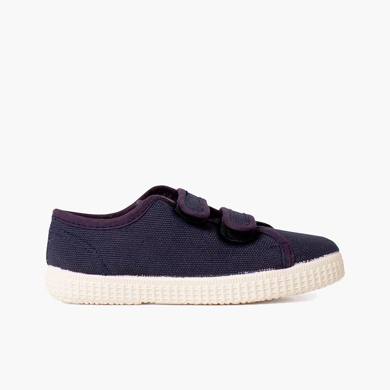 Recycled canvas rpet trainers with riptape strips