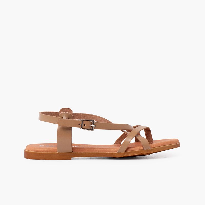 Leather thong sandals with crossed straps