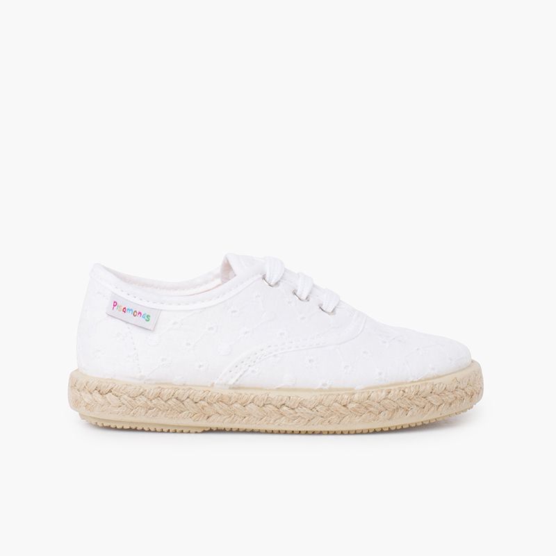 Espadrille-type Trainers Swiss Embroidered Fabric
