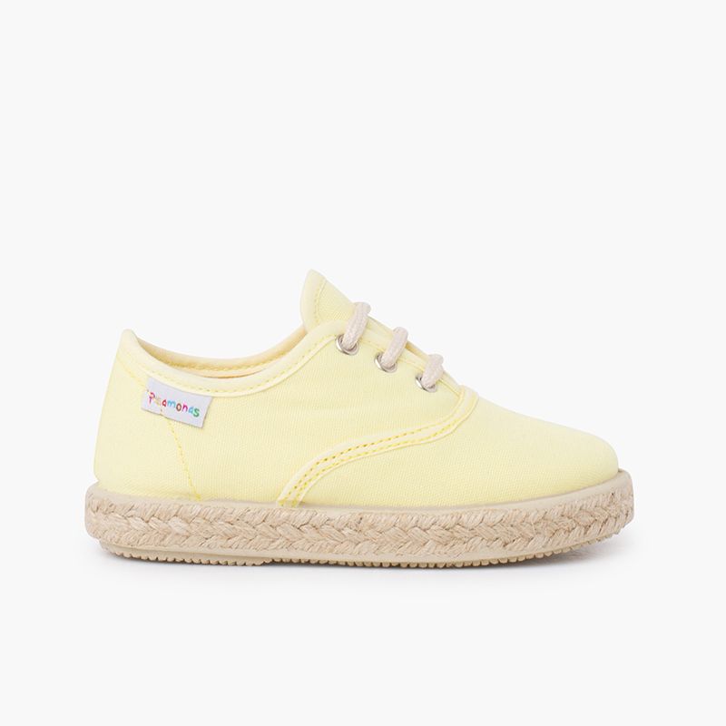 Canvas trainers with espadrilles laces and sole