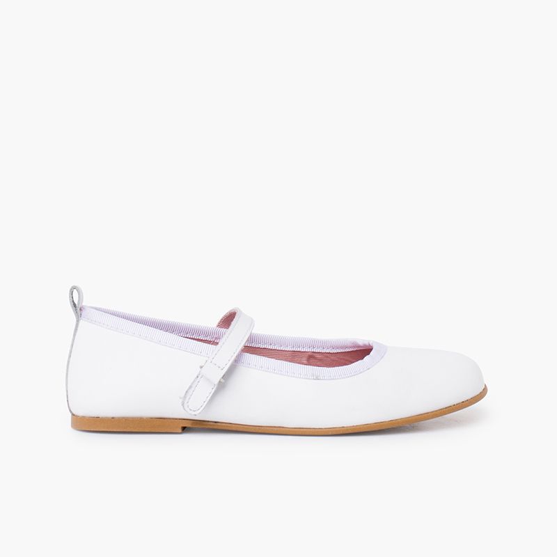 Girl's ceremony mary janes with thin riptape strap