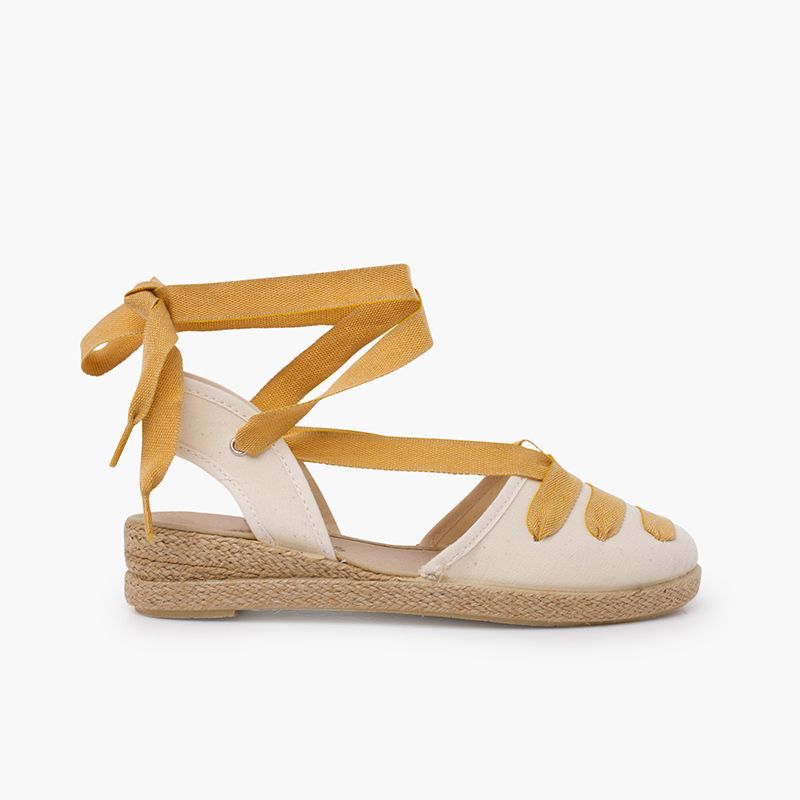 Goyesque wedge espadrilles with ribbons