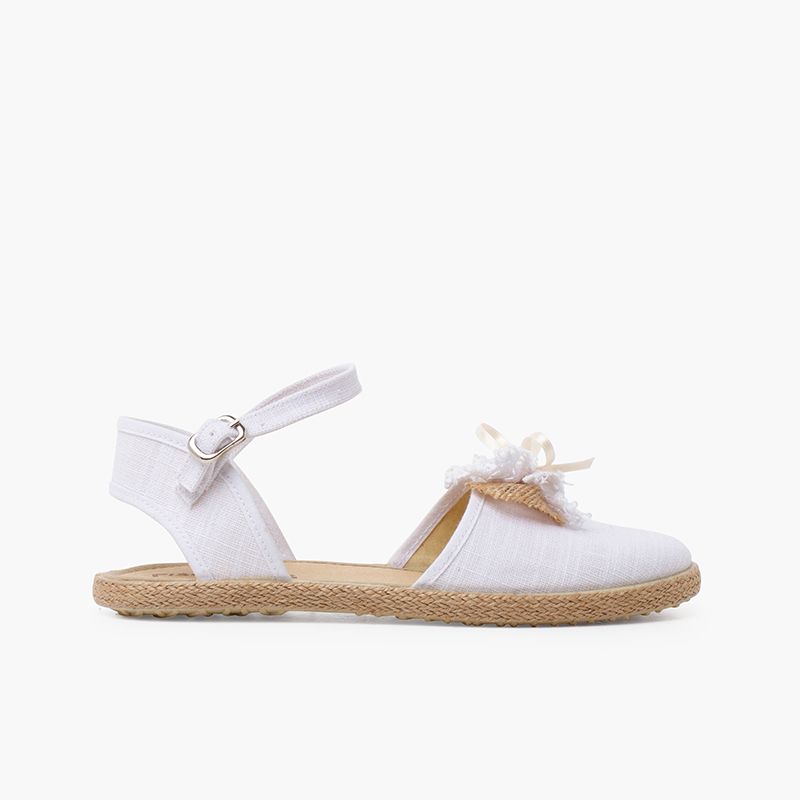 Ceremony linen espadrilles with rustic bow