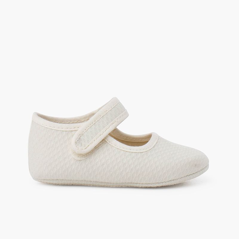 Baby Mary Jane quilted piqué hook-and-loop closure