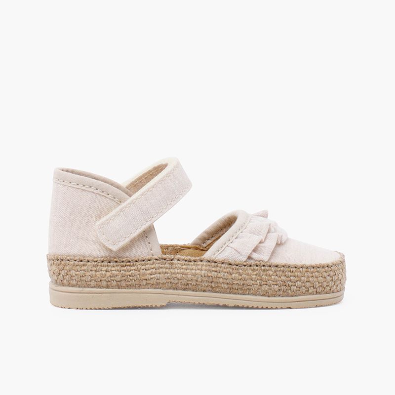 Baby espadrilles with ruffles and adherent strip