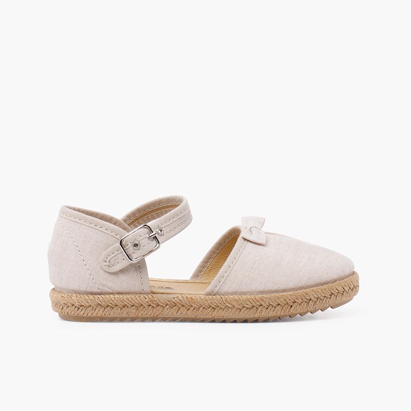 Espadrilles with bow and gathered instep