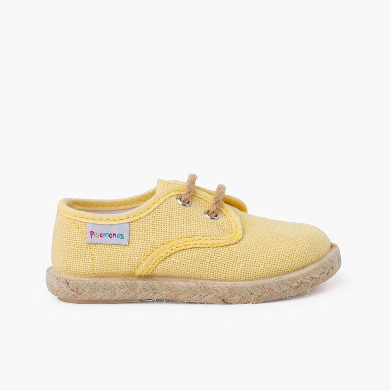 Linen bluchers with jute laces and sole