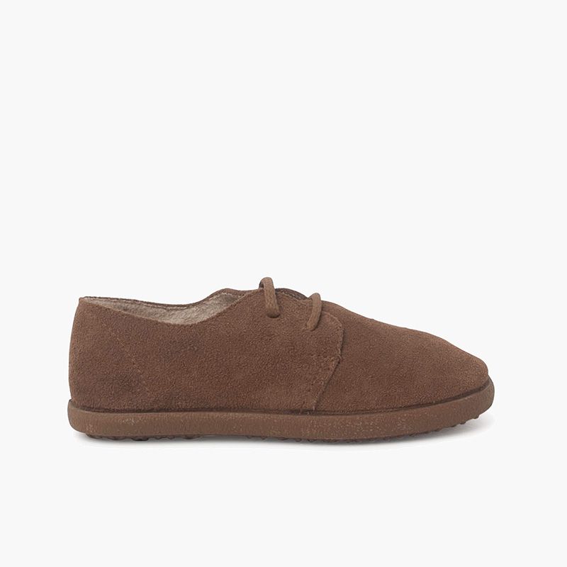Suede lace up bluchers with caramel sole