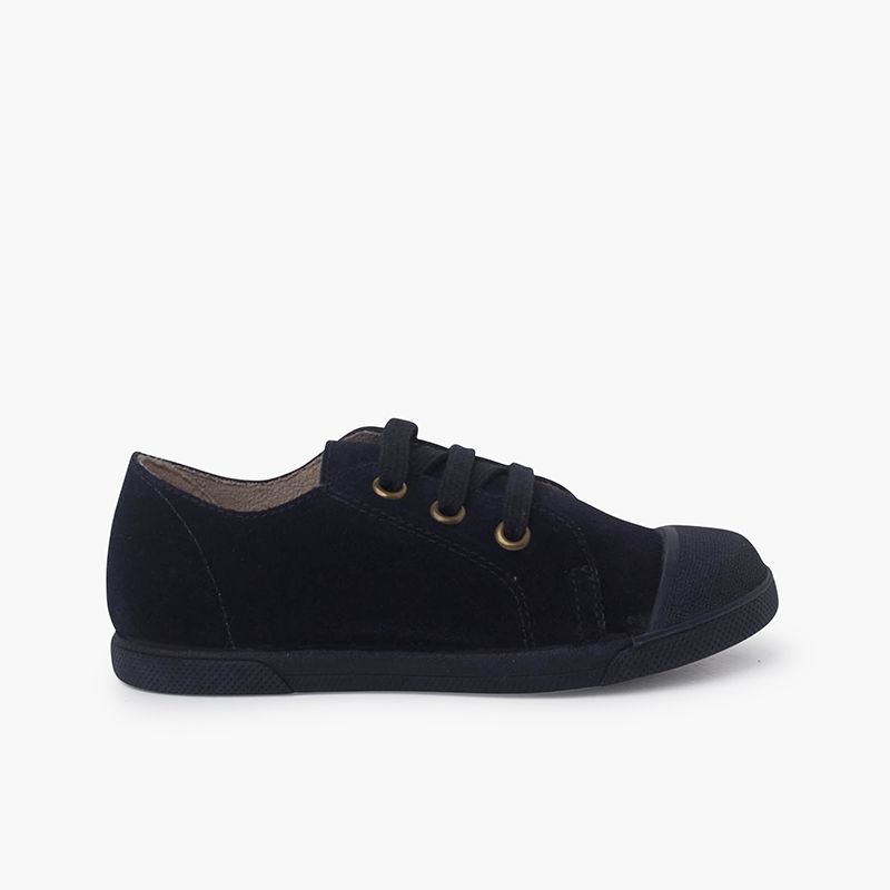 Suede trainers with rubber toe cap and laces  