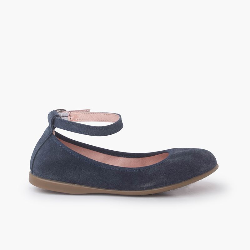 Suede flexible ballerinas with strap