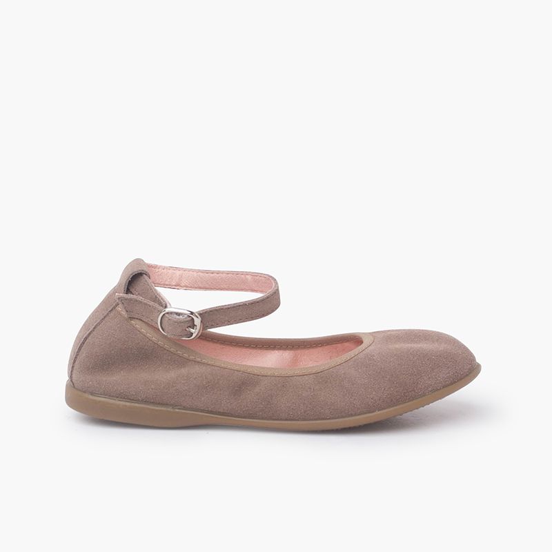 Suede flexible ballerinas with strap