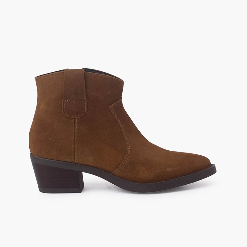 Suede cowboy ankle boots