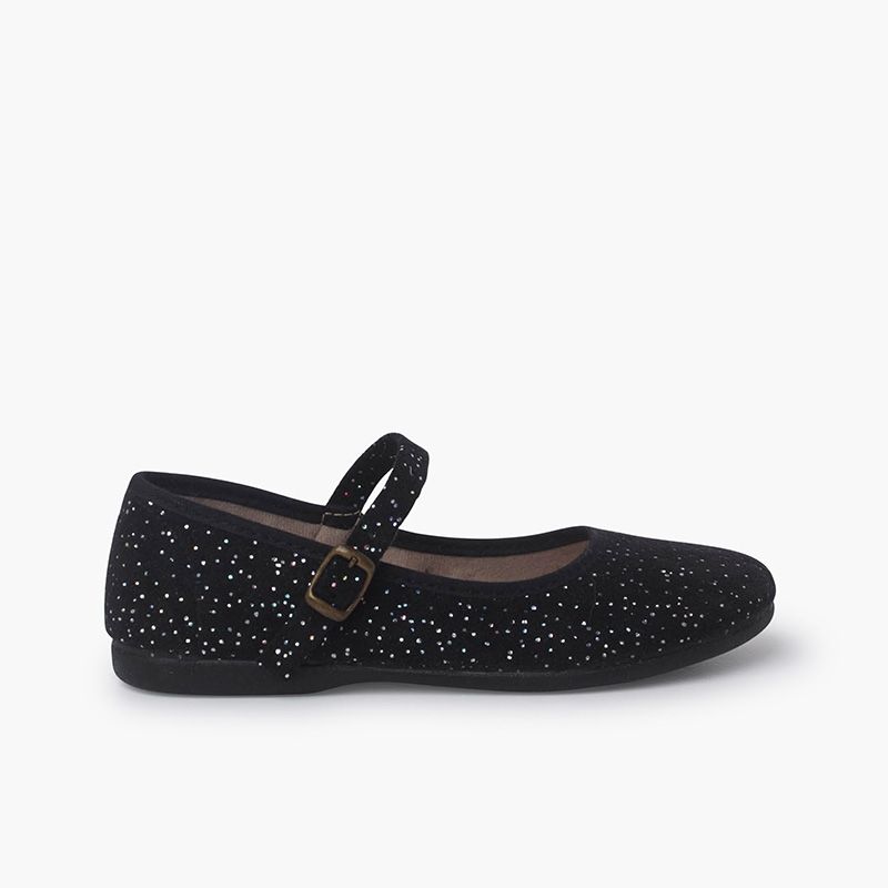 Glittered Mary Janes with buckle fastening